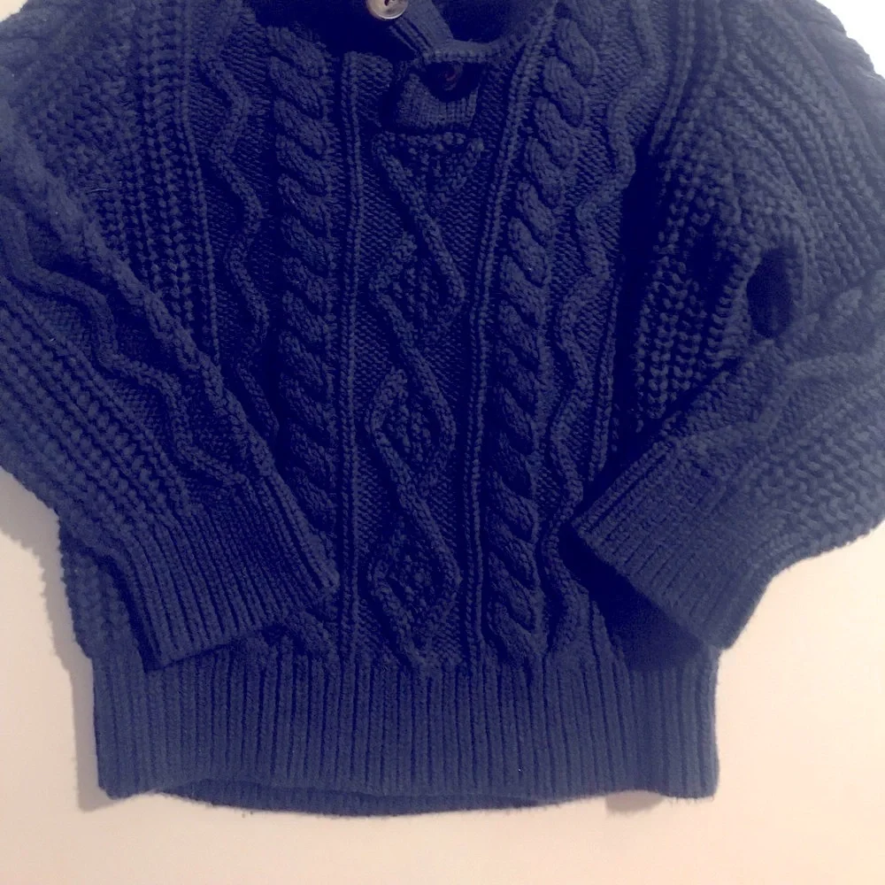 Baby Gap size 2T navy pullover sweater fleece collar